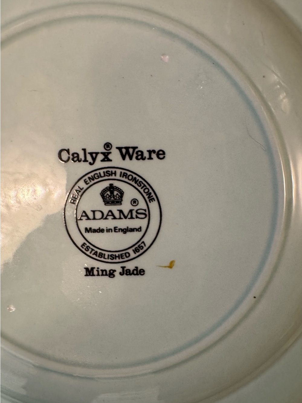 Adams Calyx Ware Ironstone Ming Jade Floral Porcelain Dinner Plate Gold Rim 8” - Picture 6 of 7
